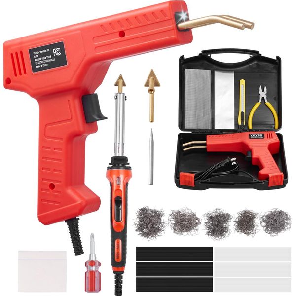 Vevor Saldatore Per Plastica, Pistola Per Saldatura Da 100 W + Saldatore Da 60/100 W, Kit Di Riparazione In Plastica Per Paraurti Di Auto, Kayak, Elettronica, Giocattoli-image
