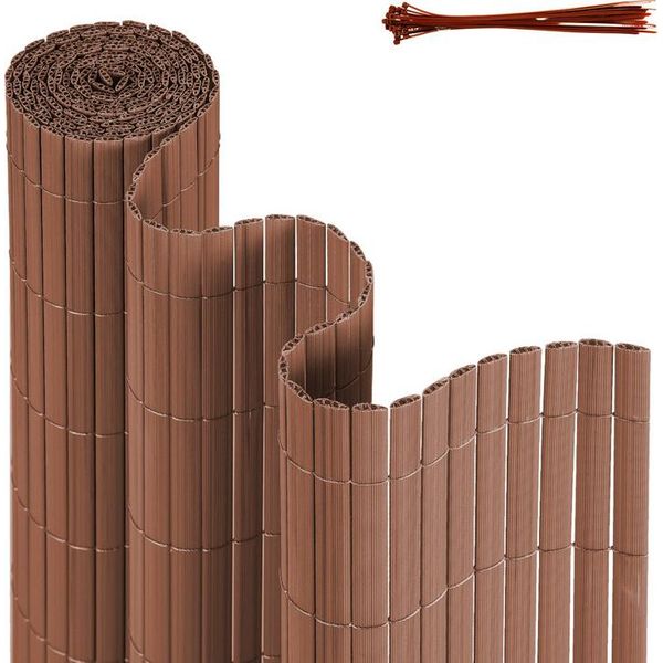 Jopassy Pvc Privacy Schermo Mat Privacy Recinzione Balcone Frangivento Privacy Schermo Per Recinzione Marrone 140X300Cm-image