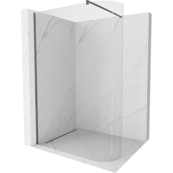 Mexen Kioto-R Parete Doccia Arrotondata Walk-In 160 X 200 Cm, Trasparente 8 Mm, Gun Metal - 800-160-101-95-06-image