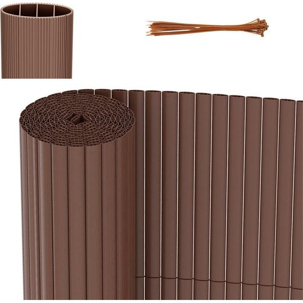 Jayseuw Pvc Privacy Schermo Mat Privacy Recinzione Balcone Frangivento Privacy Schermo Per Recinzione Marrone 140X900Cm-image