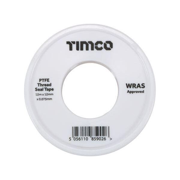 Timco - Nastro Sigillante Per Filettature In Ptfe (Dimensioni 12 M X 12 Mm - 10 Pezzi)-image
