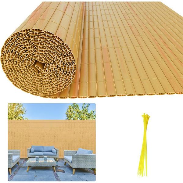 Jayseuw Pvc Privacy Schermo Mat Privacy Recinzione Balcone Frangivento Privacy Schermo Per Recinzione Bambù 90X800Cm-image