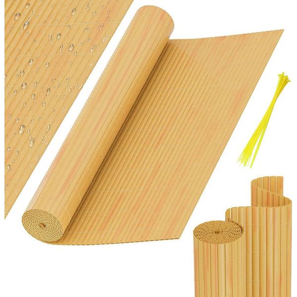 Aopunly Pvc Privacy Schermo Mat Privacy Recinzione Balcone Frangivento Privacy Schermo Per Recinzione Bambù 90X400Cm-image