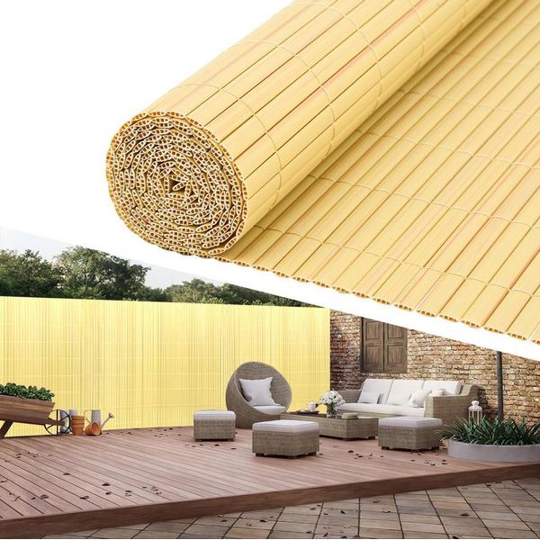 Jopassy Pvc Privacy Screen Mat Privacy Fence Privacy Screen For Fence Balcony Bamboo 0.8 X 3M-image