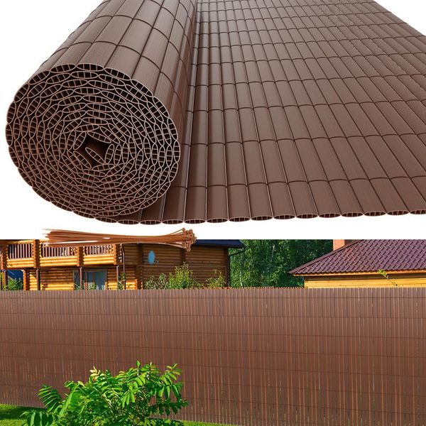 Aopunly Pvc Privacy Schermo Mat Privacy Recinzione Balcone Frangivento Privacy Schermo Per Recinzione Marrone 180X400Cm-image