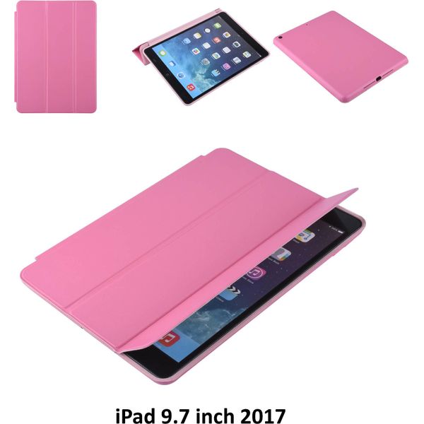 Custodia A Libro Tablet Apple Ipad 9,7 Pollici 2017 Smart Case Rosa Per Ipad 9,7 Pollici 2017 2 Posizioni Di Visualizzazione-image