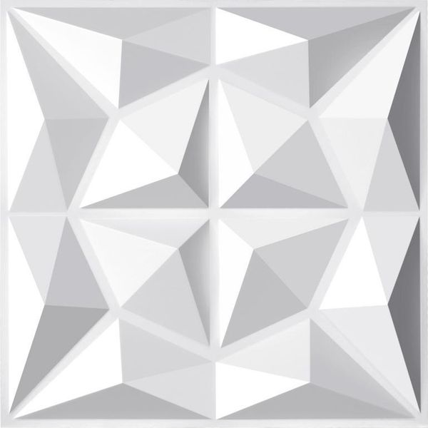 Clanmacy 12 Pezzi Pannelli 3D Pannelli Da Parete In Cloruro Di Polivinile Pvc - Pannelli Per Pareti E Soffitti - 30X30 Cm (0,9 M²) - Leggeri, Flessibili E Facili Da Installare - Bianco-image