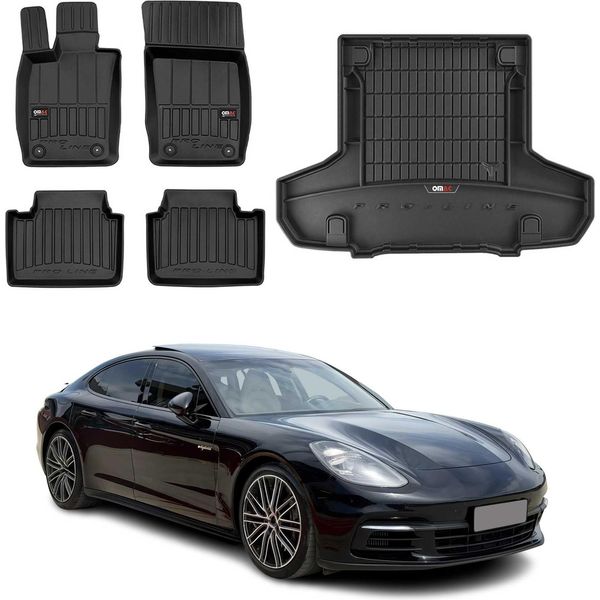 Set Di Tappetini E Rivestimenti Per Il Bagagliaio Omac Per Porsche Panamera 2016-2025 In Gomma 5X-image