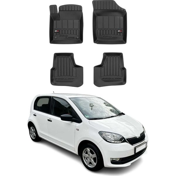 2011-2019 Skoda Citigo Tappetini Tpe Nero 4 Pz-image
