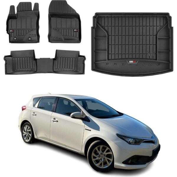 Set Di Tappetini E Fodere Per Il Bagagliaio Omac Per Toyota Auris 2012-2018 In Gomma Nera 4X-image