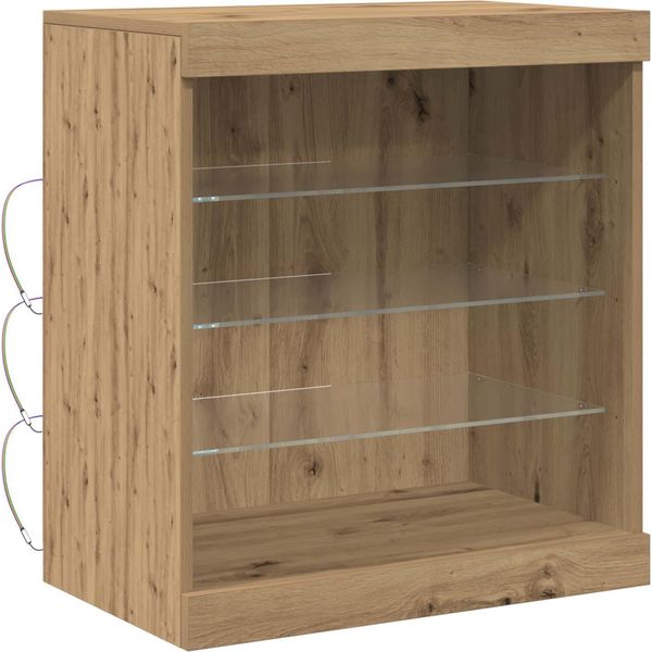 Vidaxl Led Credenza Rovere Artisan 60,5 X 37 X 67 Cm Materiale A Base Di Legno-image