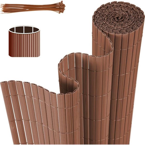 Izrielar Schermo Per La Privacy In Pvc Per Balconi E Recinzioni - Schermo Per La Privacy Resistente Alle Intemperie Per Recinzioni, Frangivento, Tagliabile Marrone 140X1000Cm-image