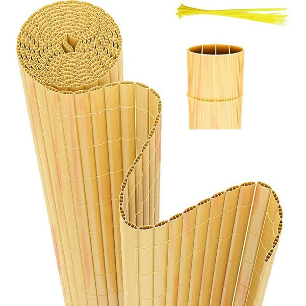 Izrielar Schermo Per La Privacy In Pvc Per Balconi E Recinti - Schermo Per La Privacy Resistente Alle Intemperie Per Recinti, Frangivento, Bambù Tagliabile 80X800Cm-image