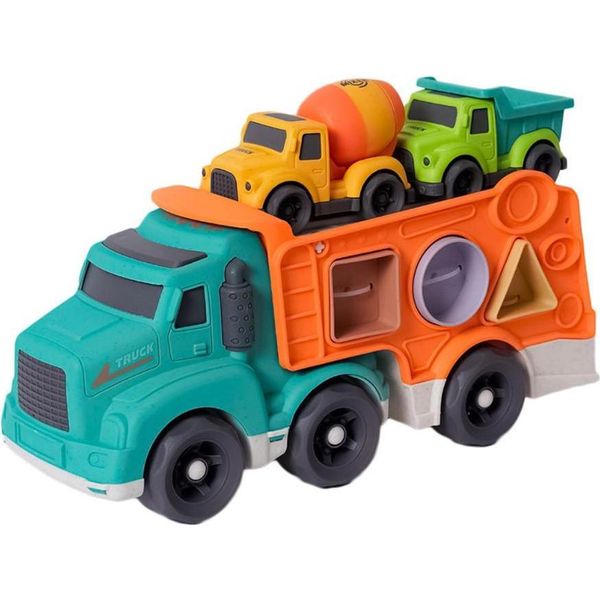 Camion Giocattolo Organico In Bioplastica Con Selezionatore Di Stampi - Inclusi 2 Carrelli Piccoli-image