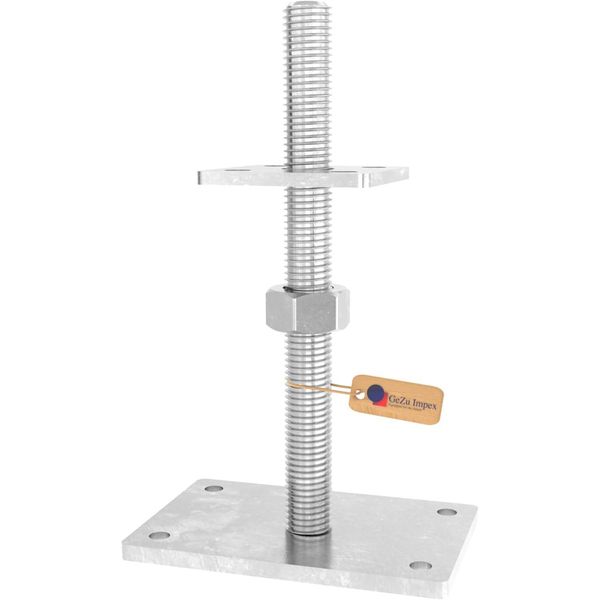 Gezu Impex Staffa Per Palo Regolabile Con Dado Allentato 100 X 100 Mm Zincato Elettrolitico Staffa Regolabile In Altezza Base Rialzata-image