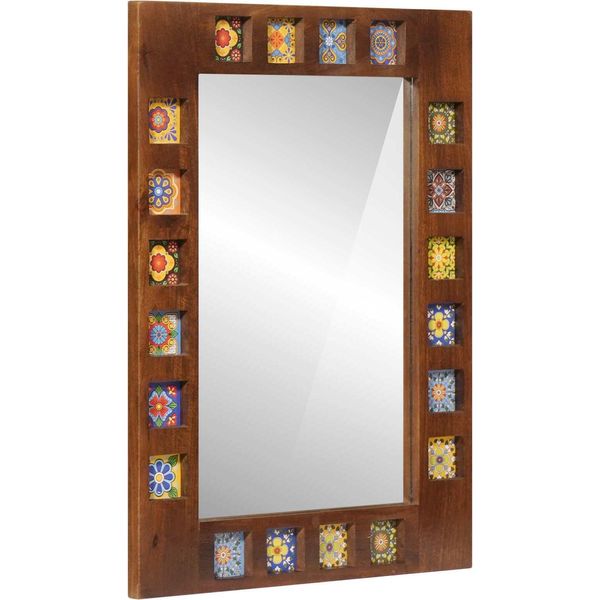 Syfax™ Specchio Da Bagno Noce 50 X 70 X 2,5 Cm Legno Di Mango Massello-image