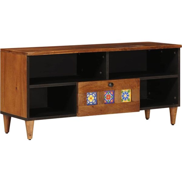 Syfax™ Mobile Tv Noce 100 X 33 X 46 Cm Legno Di Mango Massello-image