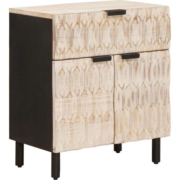 Syfax™ Armadio Da Notte Bianco 50 X 33 X 60 Cm Legno Di Mango Massello-image