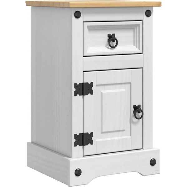 Syfax™ Comodino Con Cassetto Bianco 35 X 32,5 X 58 Cm Pino Massello-image