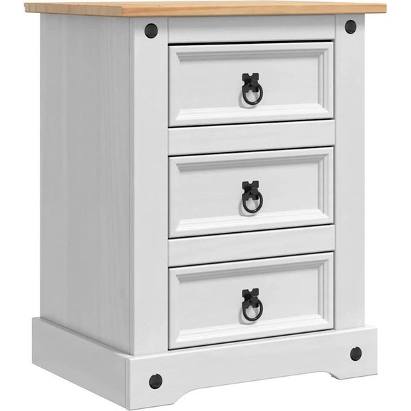 Syfax™ Comodino Con Cassetto Bianco 53 X 39 X 66 Cm Pino Massello-image