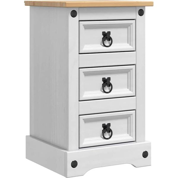 Syfax™ Comodino Con Cassetto Bianco 35 X 32,5 X 58 Cm Pino Massello-image