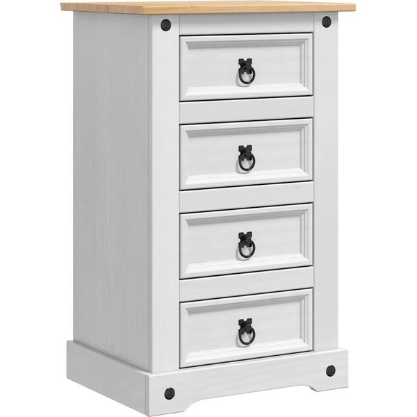 Syfax™ Comodino Con Cassetto Bianco 53 X 39 X 84 Cm Pino Massello-image