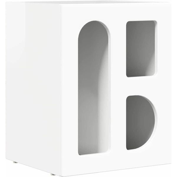 Syfax™ Comodino Bianco Lucido 40 X 35 X 50 Cm Legno Multistrato-image