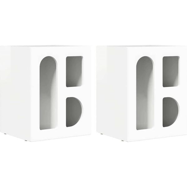Syfax™ Comodino 2 Pcs Bianco Lucido 40 X 35 X 50 Cm Legno Multistrato-image