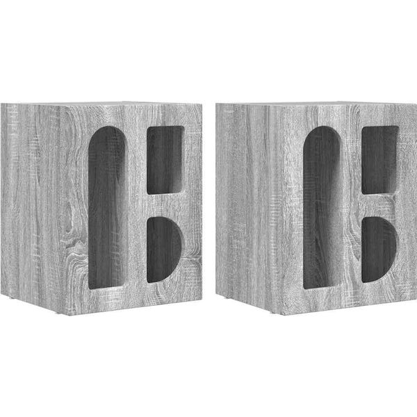 Syfax™ Comodino 2 Pcs Grigio Sonoma 40 X 35 X 50 Cm Legno Multistrato-image