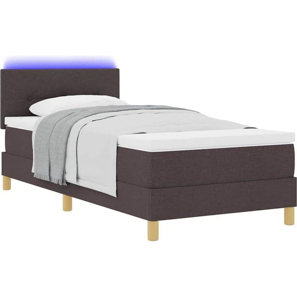 Syfax™ Letto A Sorgente Led Con Led Marrone Scuro 80 X 200 Cm Tessuto-image