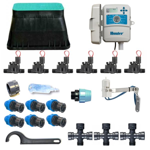 Kit Irrigazione Hunter A 6 Zone Con Programmatore Da Esterno X2-image