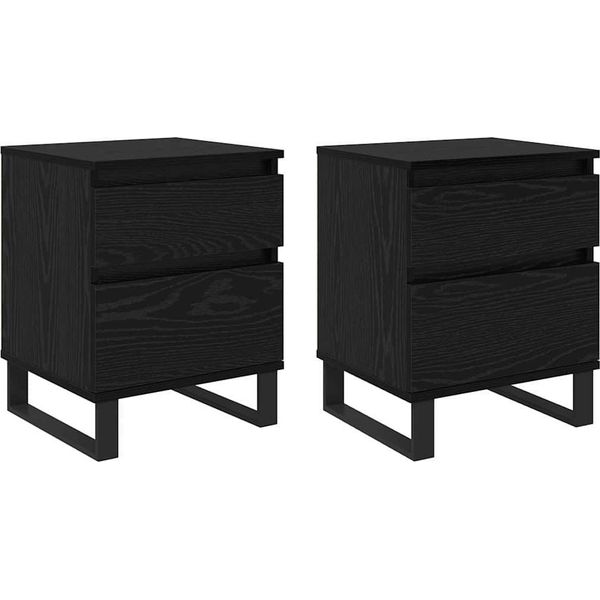 Syfax™ Armadio Da Notte Con Cassetto 2 Pcs Rovere Nero 40 X 35 X 50 Cm-image