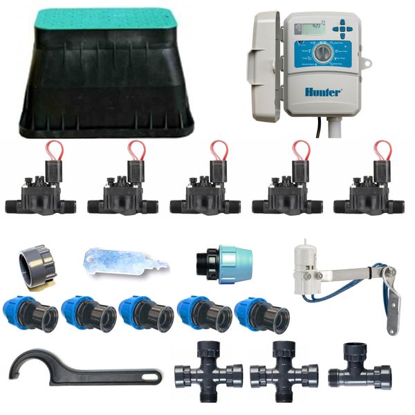Kit Irrigazione Hunter A 5 Zone Con Programmatore Da Esterno X2-image