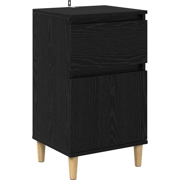 Syfax™ Armadio Da Notte Rovere Nero 40 X 35 X 70 Cm Legno Multistrato-image