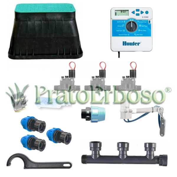 Kit Irrigazione Hunter A 3 Zone Con Programmatore Da Interno Xcore2-image