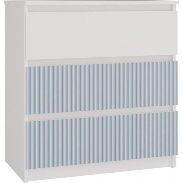 Cassettiera "Mirabell Iii"" Per Camera Da Letto O Corridoio Con 3 Cassetti In Bianco - Blu, 70 X 40 X 75 Cm"-image