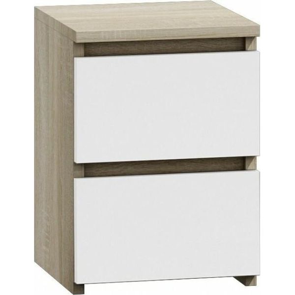 Comodino Per Camera Da Letto "Milwa Ii"" Con 2 Cassetti In Rovere Sonoma - Bianco , 30 X 30 X 40 Cm"-image