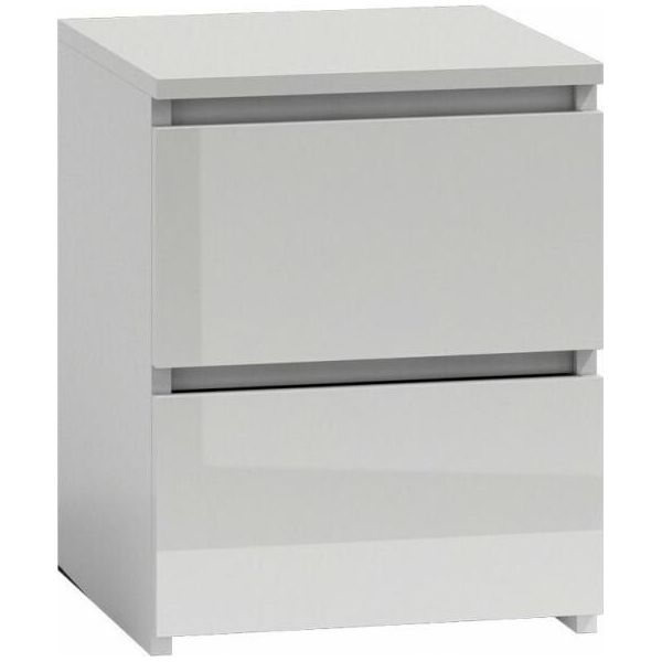 Comodino "Milwa Ii"" Per La Camera Da Letto Con 2 Cassetti In Bianco Lucido, 30 X 30 X 40 Cm"-image