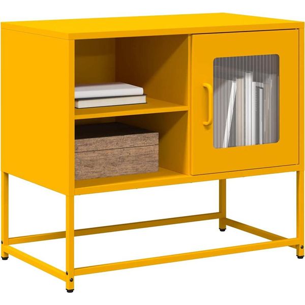 Maison Exclusive - Mobile Tv Giallo Senape 68X39X60,5 Cm Acciaio-image