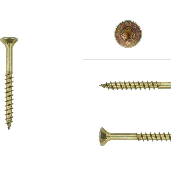 Viti Per Pannelli Truciolari Zincate Gialle 5 X 60 Mm Torx 20 - 200 Pezzi-image