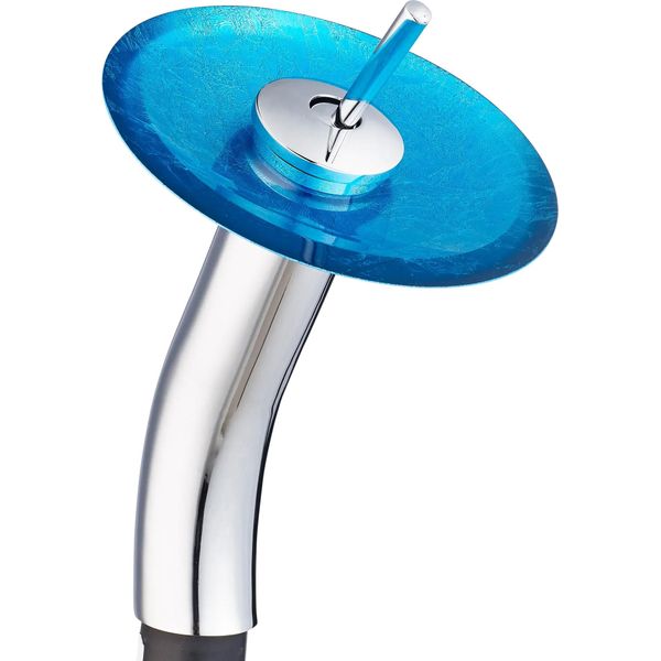 Domotechnika | Miscelatore Per Lavabo - Valbona - Cromo - Vetro Blu - Elegante Design A Cascata-image