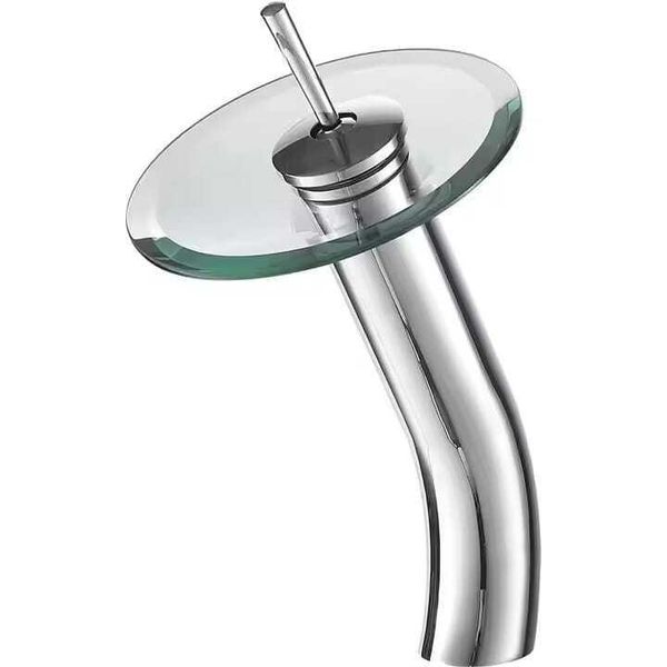 Domotechnika | Rubinetto Per Lavabo - Modello A Cascata - Cromo - Vetro Trasparente - Finitura Di Alta Qualità-image