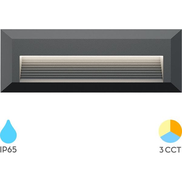 Lampada Da Parete Nera A Led Indiretta Per Esterni IP65 - 3W 3In1 Temperatura Colore 3000-6500K Illuminazione Di Gradini E Scale Resistente Alle Intemperie E Ad Alta Efficienza Energetica-image