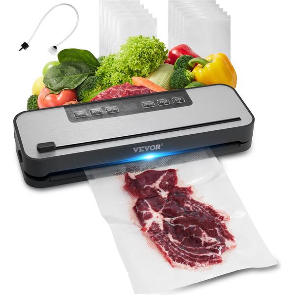 Sigillatrice Sottovuoto Vevor, 60 Kpa, 100 W, Sigillatrice Sottovuoto, Sigillatrice Sottovuoto Per Alimenti 5 In 1, Sistema Automatico Di Sigillatura Dell'aria, 10 Sacchetti Sottovuoto-image