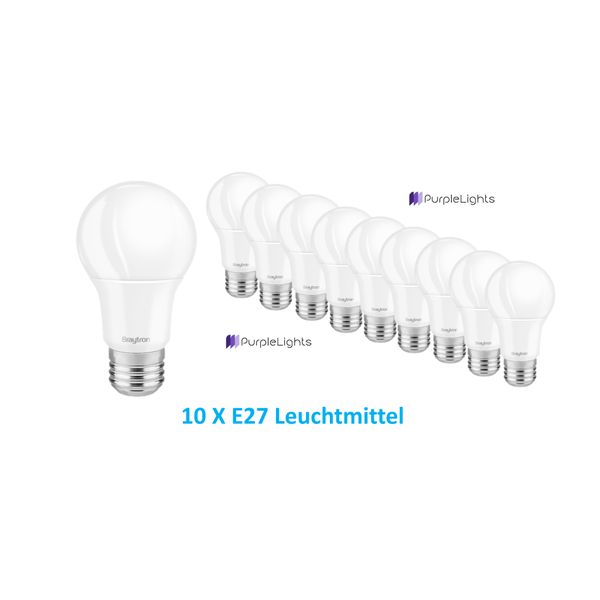 10 X Lampadine Led Forma E27 9W Watt 3000K 806Lm Bianco Caldo Lampadina A70 Confezione Economica Braytron-image