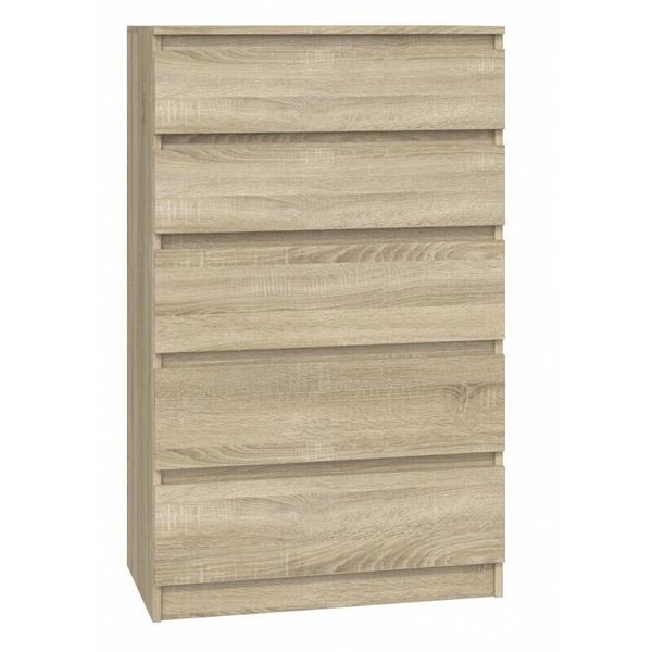 Cassettiera "Pealaso Ii"" Per Camera Da Letto O Soggiorno Con Cinque Cassetti Nel Colore Rovere Sonoma, 70 X 40 X 109,5 Cm."-image