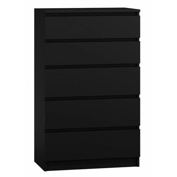 Cassettiera "Pealaso Ii"" Per Camera Da Letto O Soggiorno Con Cinque Cassetti Nel Colore Nero, 70 X 40 X 109,5 Cm."-image