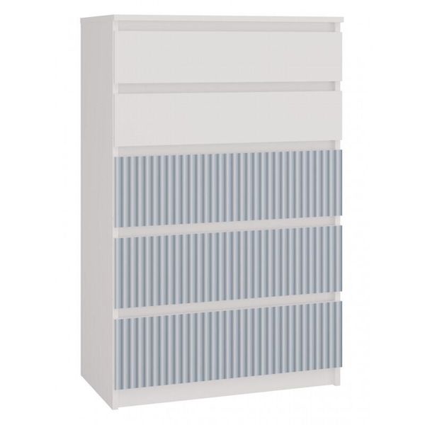 Cassettiera Per Bambini E Ragazzi "Pealaso Ii"" Per La Cameretta Con Cinque Cassetti Nella Combinazione Di Colori Bianco - Blu, 70 X 40 X 109,5 Cm."-image