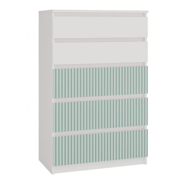 Cassettiera Per Bambini E Ragazzi "Pealaso Ii"" Per La Cameretta Con Cinque Cassetti Nella Combinazione Di Colori Bianco - Menta, 70 X 40 X 109,5 Cm."-image