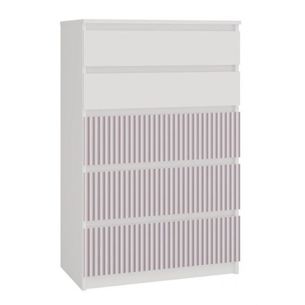 Cassettiera Per Bambini E Ragazzi "Pealaso Ii"" Per La Cameretta Con Cinque Cassetti Nella Combinazione Di Colori Bianco - Rosa, 70 X 40 X 109,5 Cm."-image